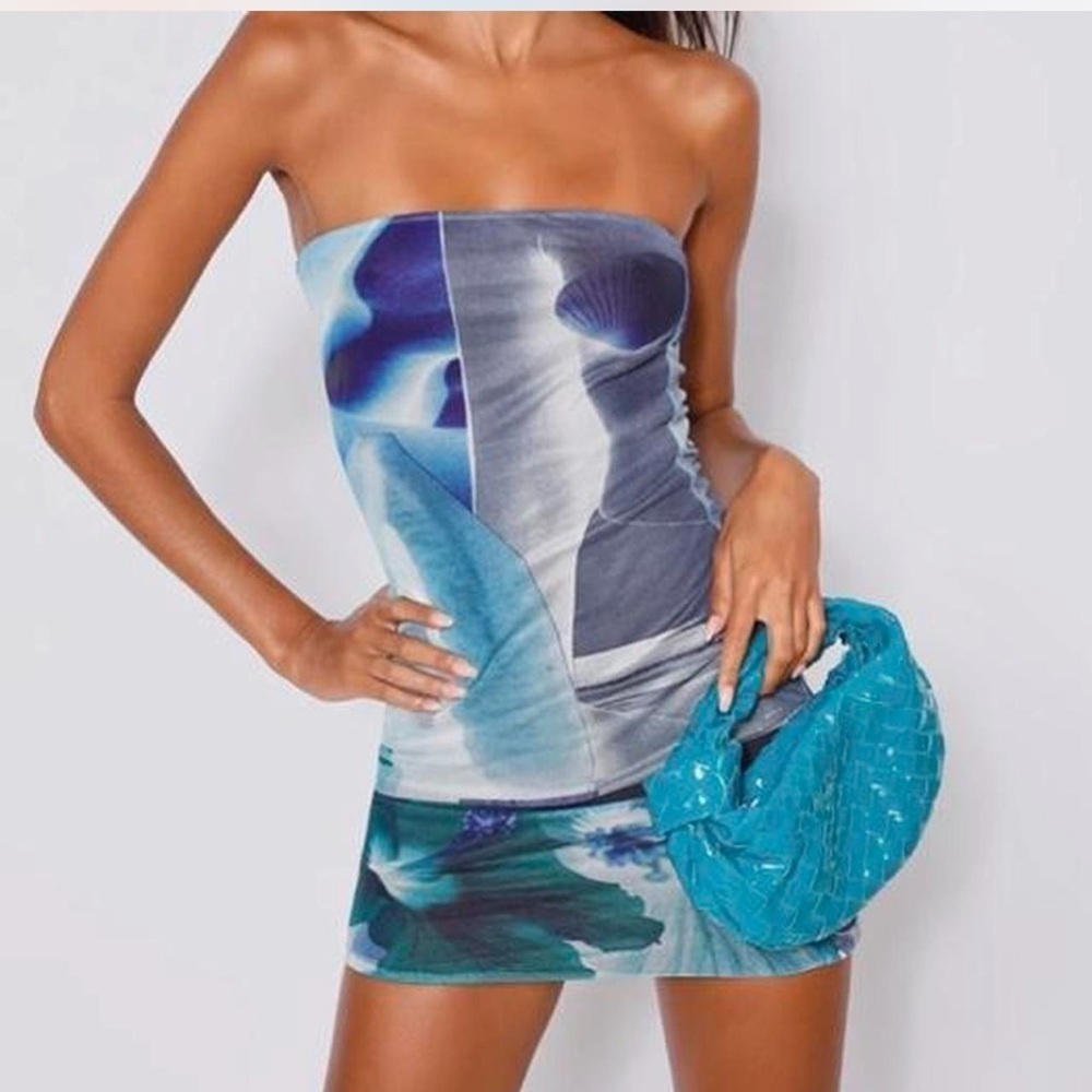 Tiger Mist Cher mini dress in Artist Print Blue
Strapless Mesh Graphic Print M - Picture 2 of 12
